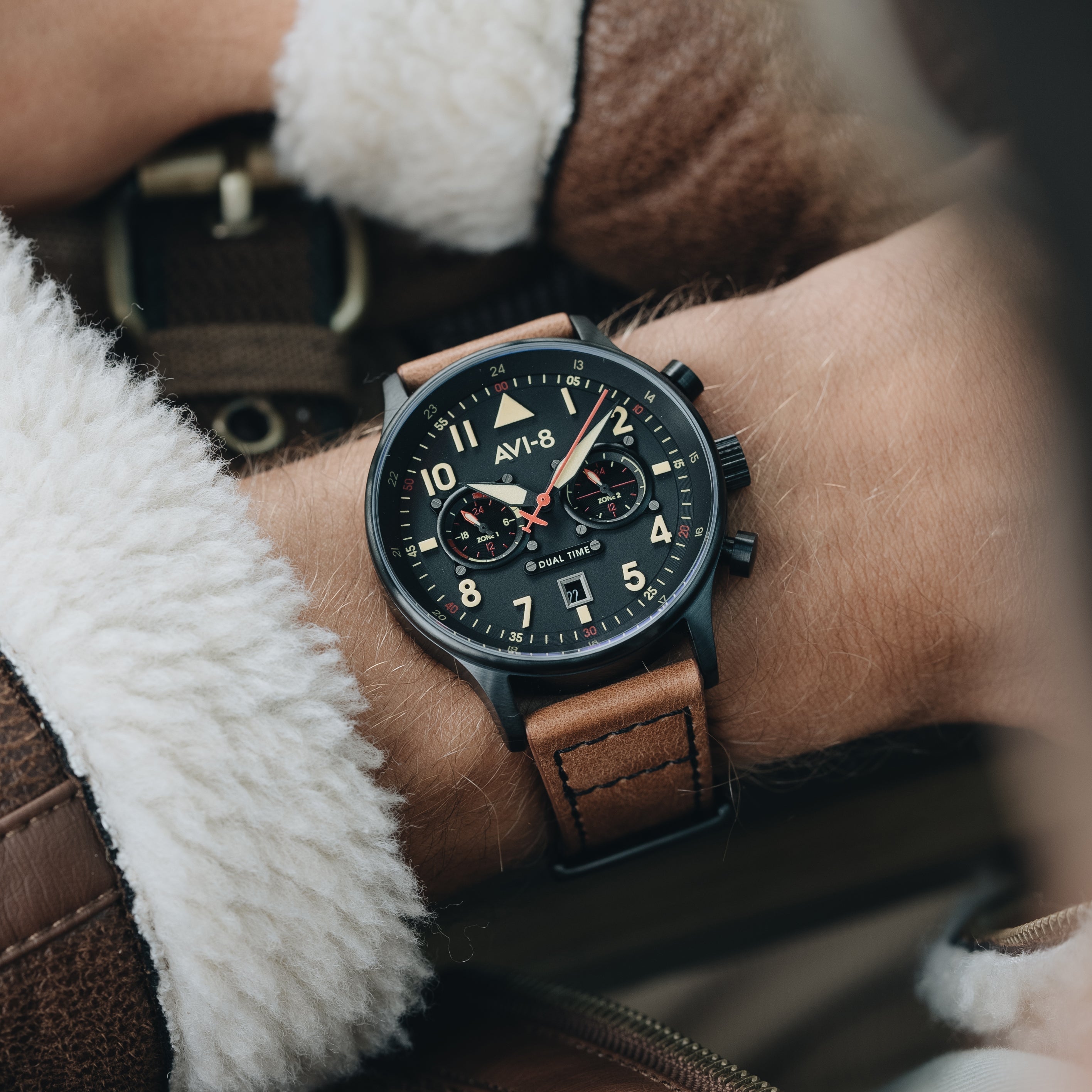 Pilot Watch - AVI-8 Carey Dual Time Debden Watch AV-4088-03