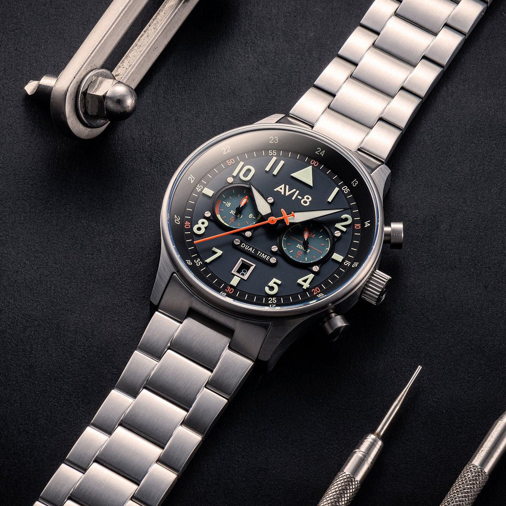 Pilot Watch - AVI-8 Carey Dual Time Gutersloh Watch AV-4088-22