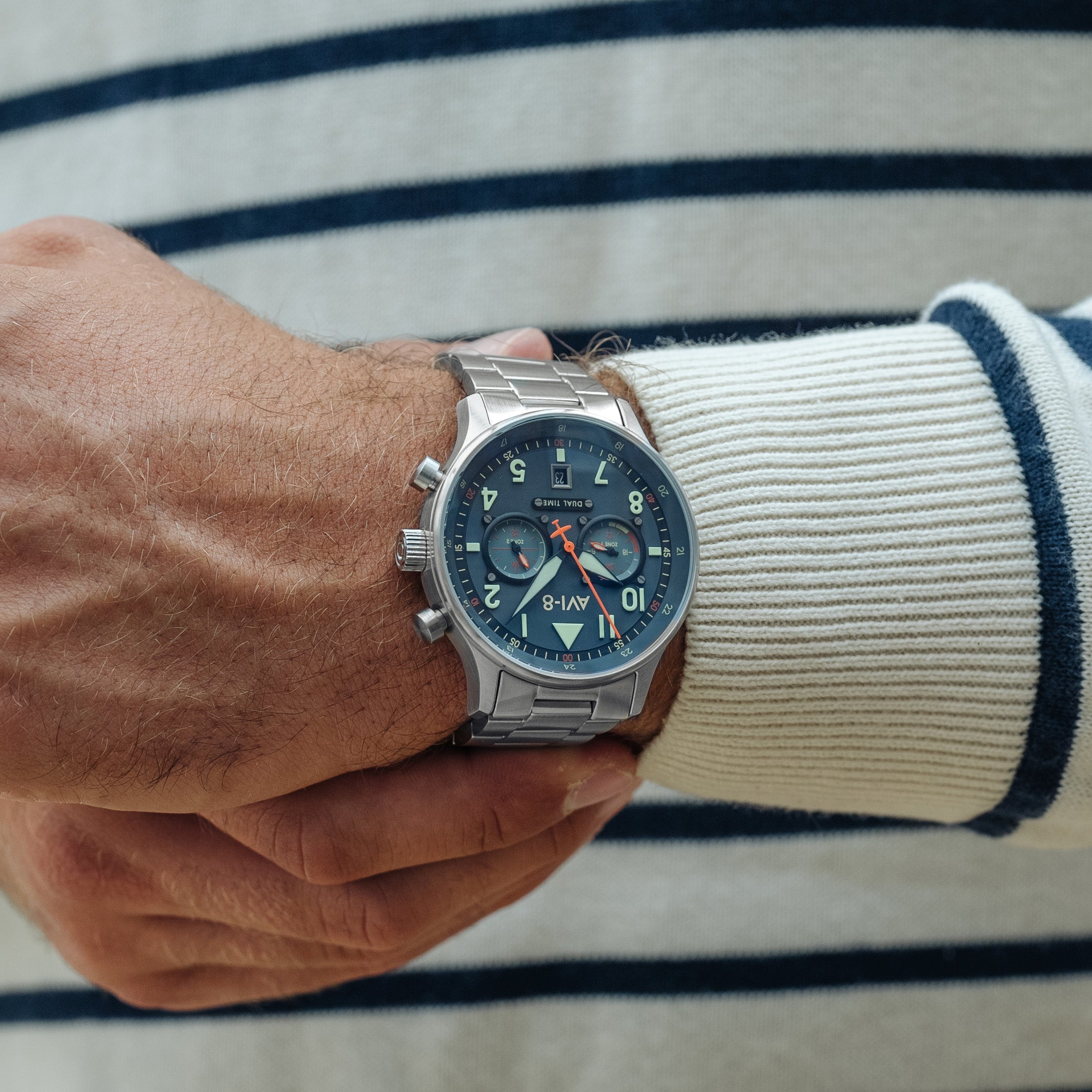 Pilot Watch - AVI-8 Carey Dual Time Gutersloh Watch AV-4088-22