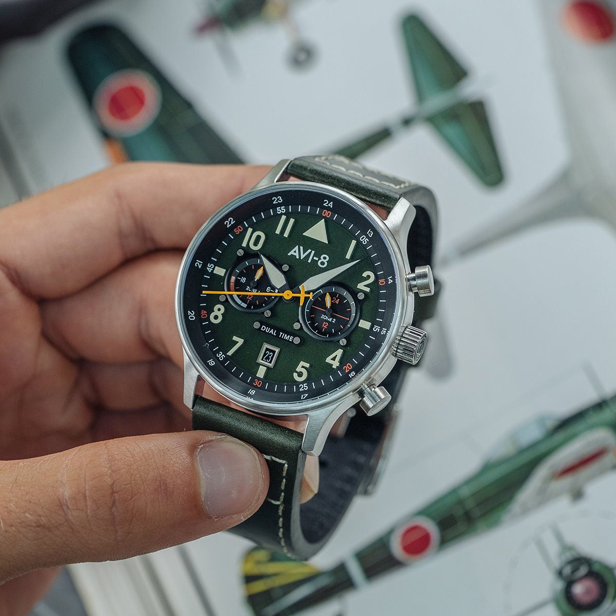 Pilot Watch - AVI-8 Carey Dual Time Merville Watch AV-4088-02