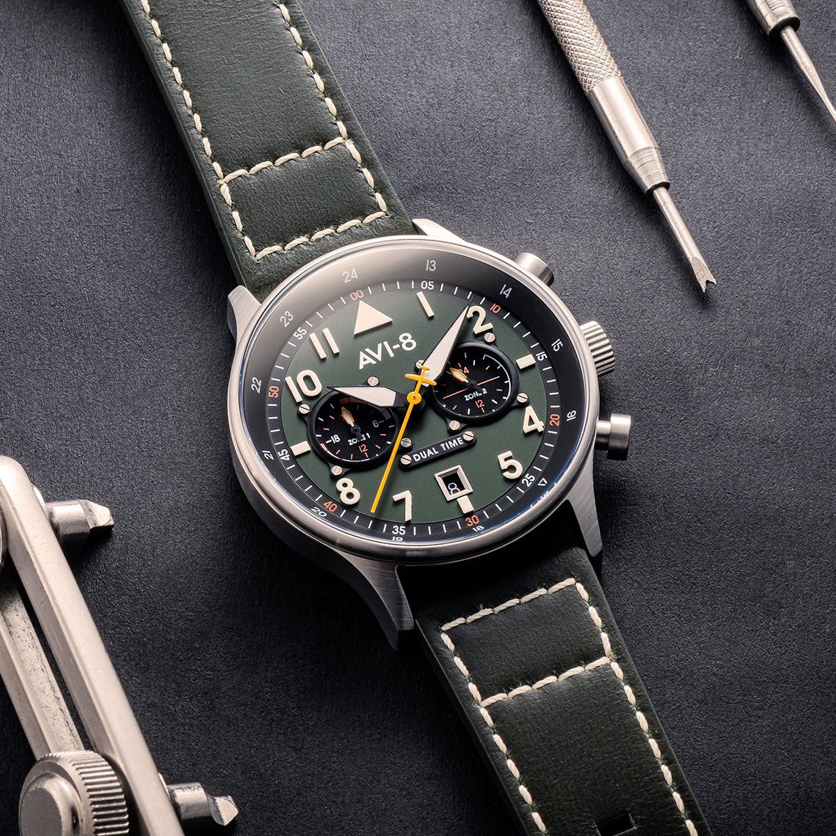 Pilot Watch - AVI-8 Carey Dual Time Merville Watch AV-4088-02