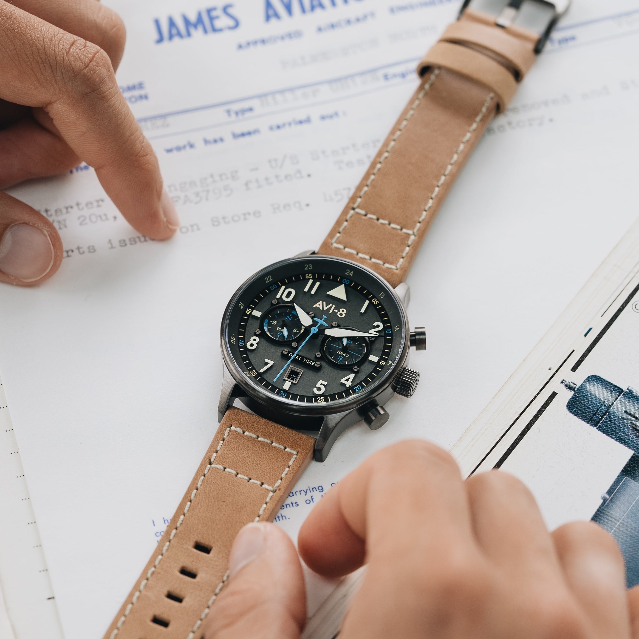 Pilot Watch - AVI-8 Carey Dual Time Orissa Watch AV-4088-04