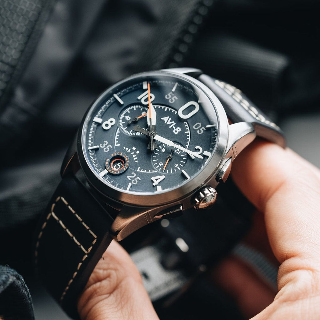 Pilot Watch - AVI-8 Spitfire Lock Channel Blue Chrono Watch AV-4089-04