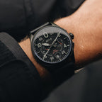 Pilot Watch - AVI-8 Spitfire Lock Slate Black Chrono Watch AV-4089-03