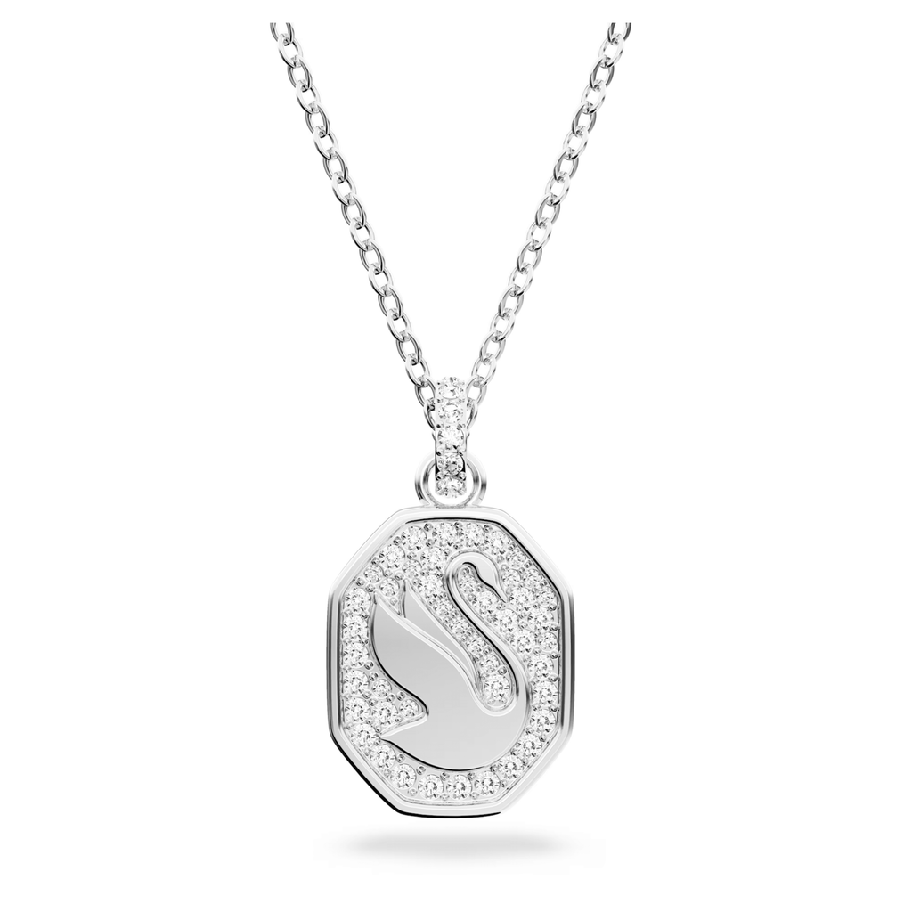Swarovski Signum Swan Pendant Necklace Long White Rhodium Plated