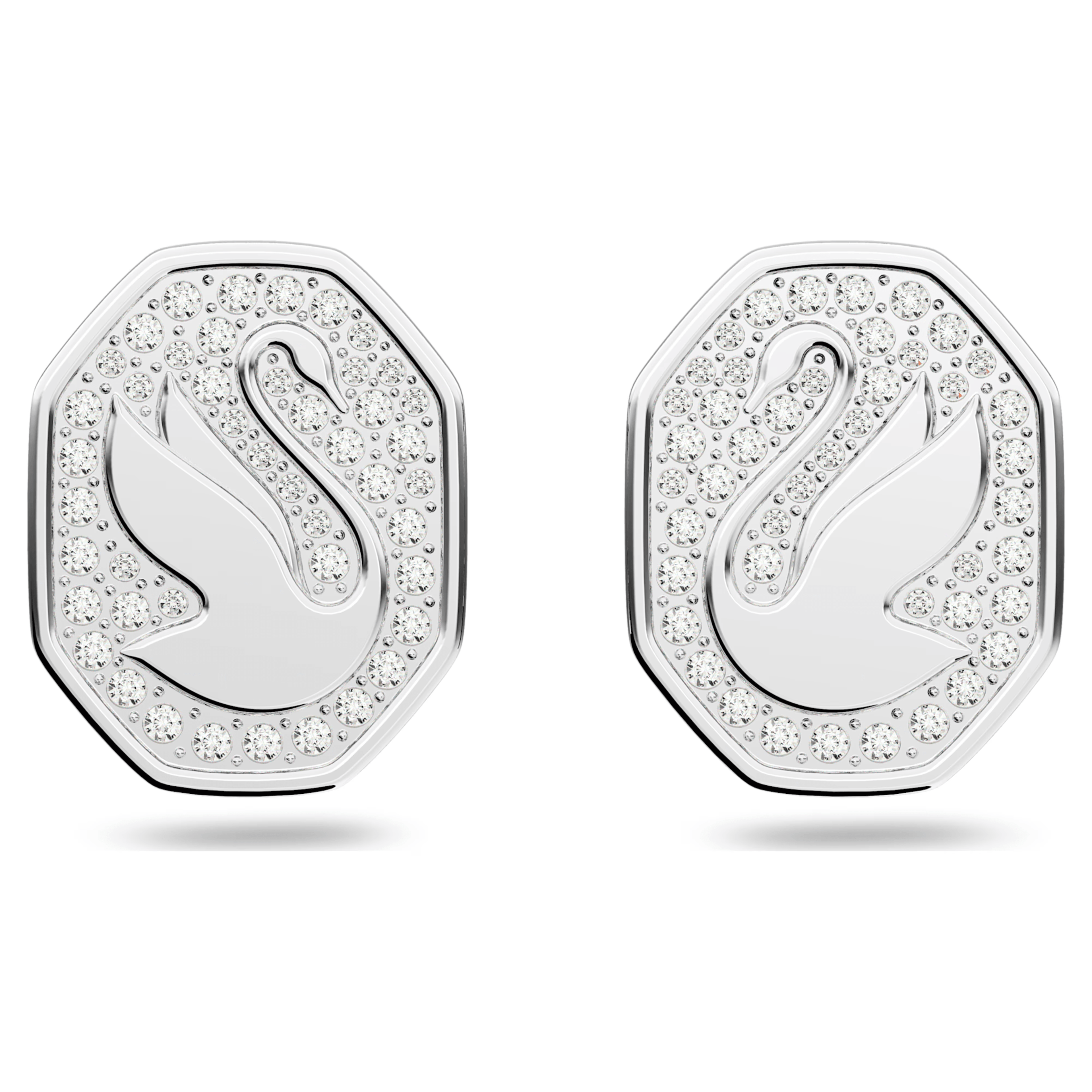 Swarovski Signum Swan Stud Earrings White Rhodium Plated