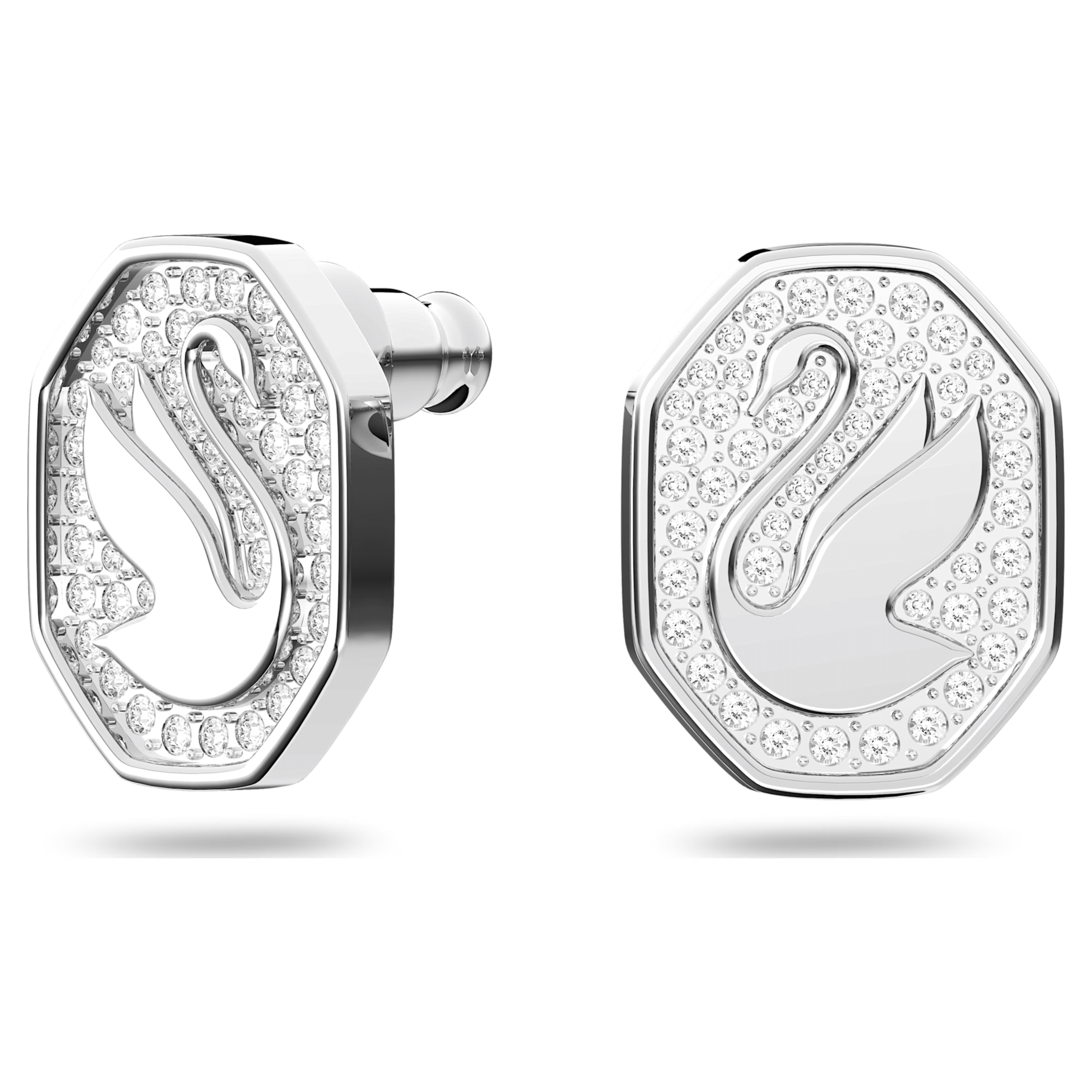 Swarovski Signum Swan Stud Earrings White Rhodium Plated