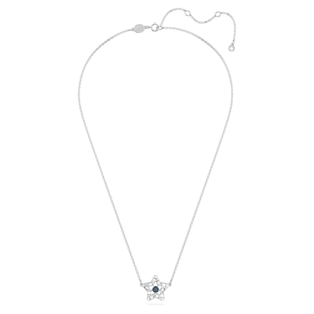 Swarovski Stella Star Pendant Necklace Blue Rhodium Plated