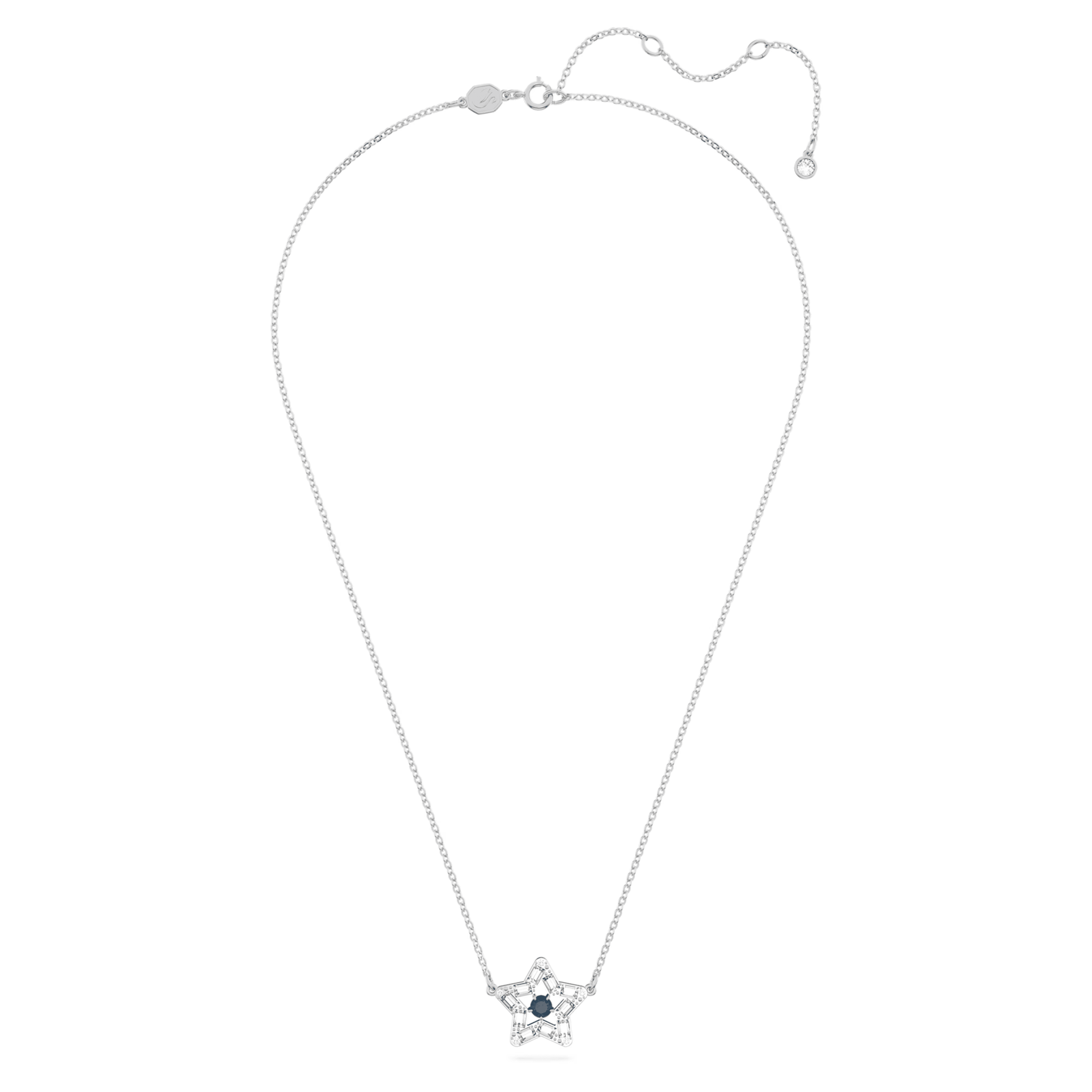Swarovski Stella Star Pendant Necklace Blue Rhodium Plated