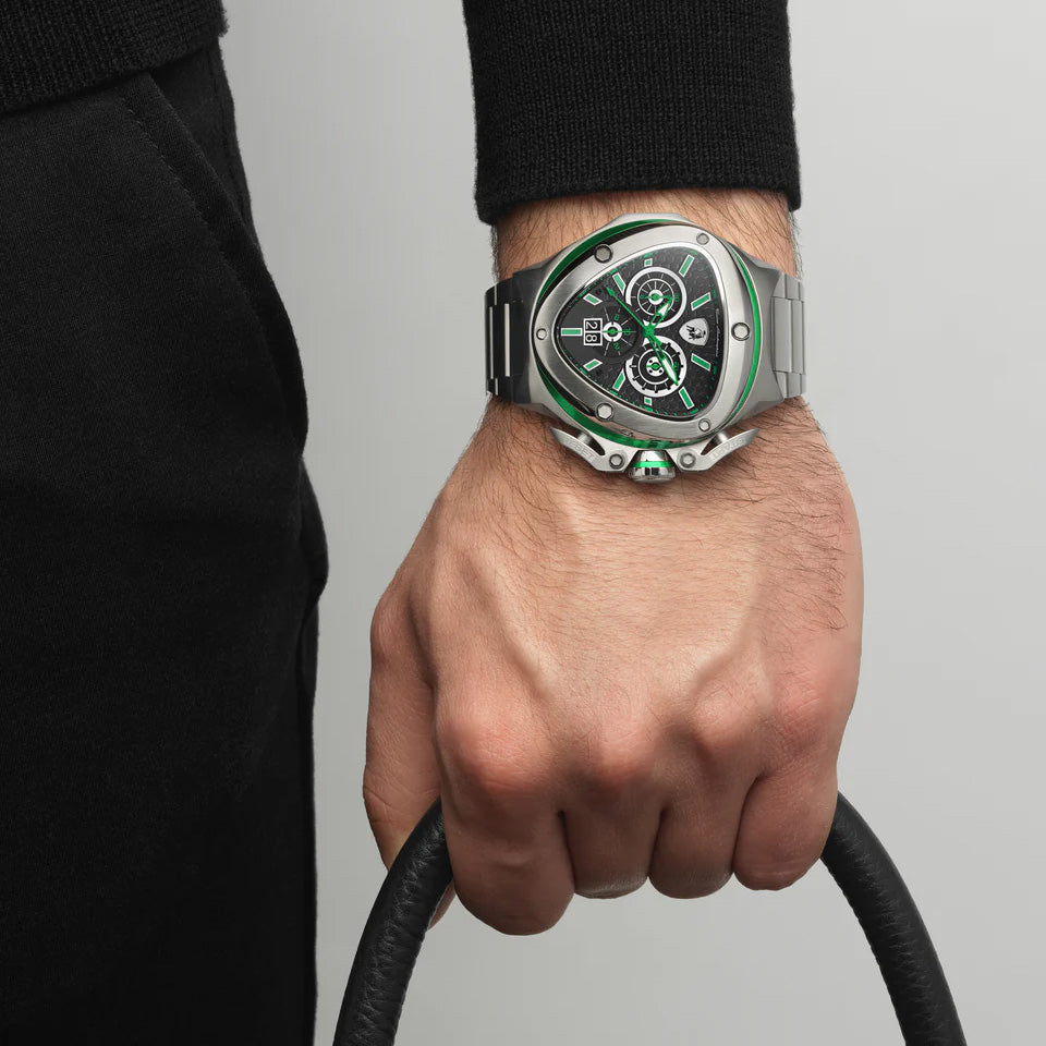 Tonino Lamborghini Spyder X Men's Silver Green Watch