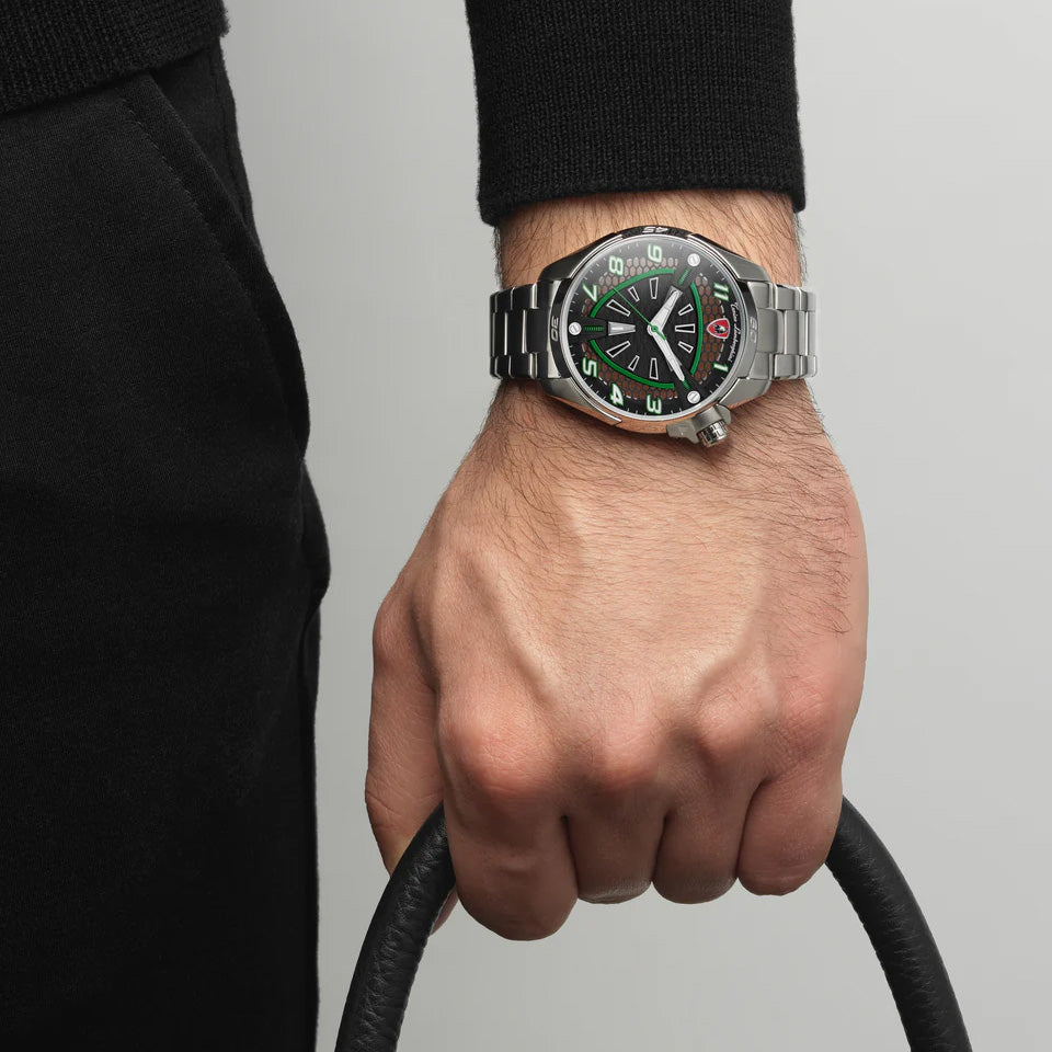 Tonino Lamborghini Shock ABS Men's Silver Green Watch
