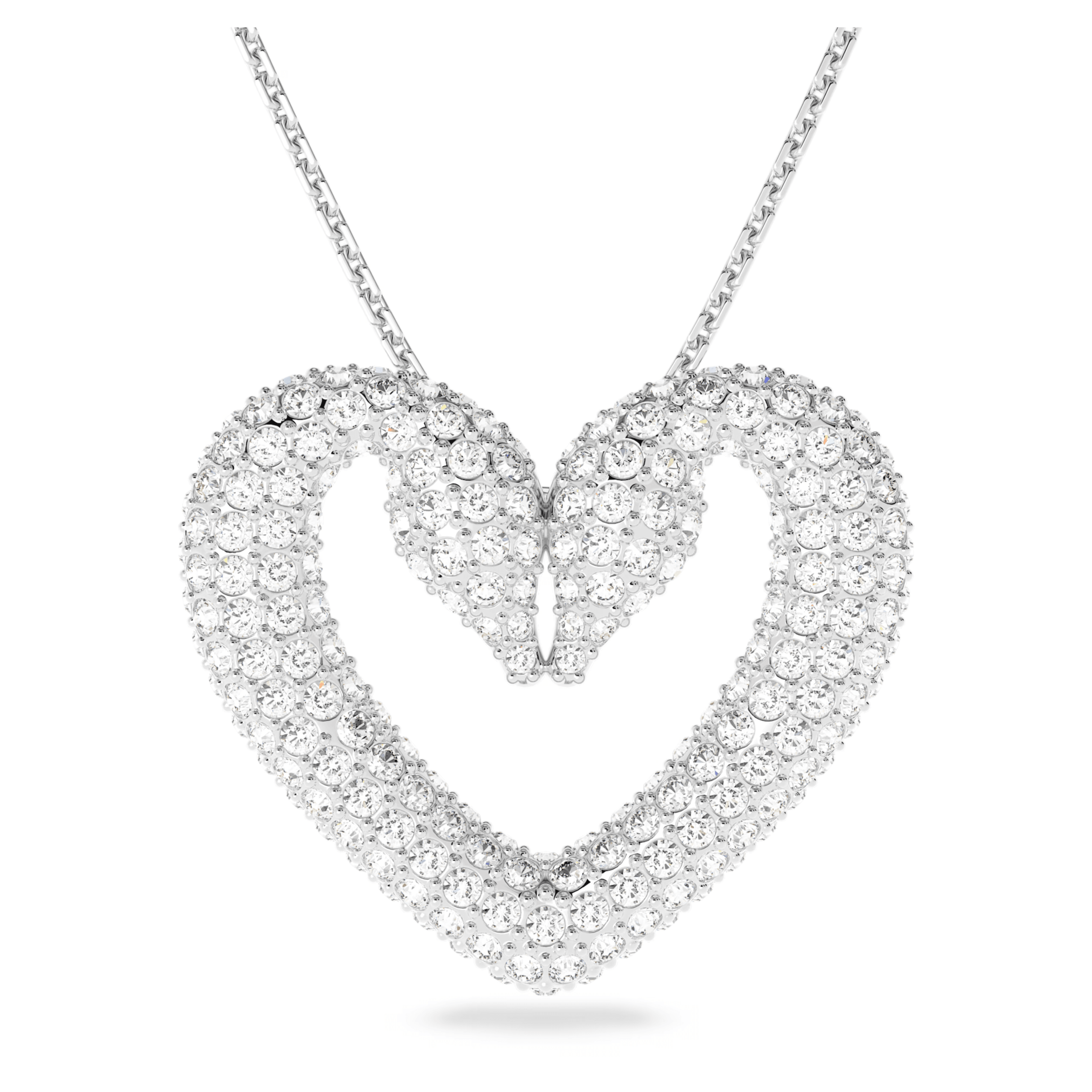 Swarovski Una Pendant Heart Large Necklace White Rhodium Plated