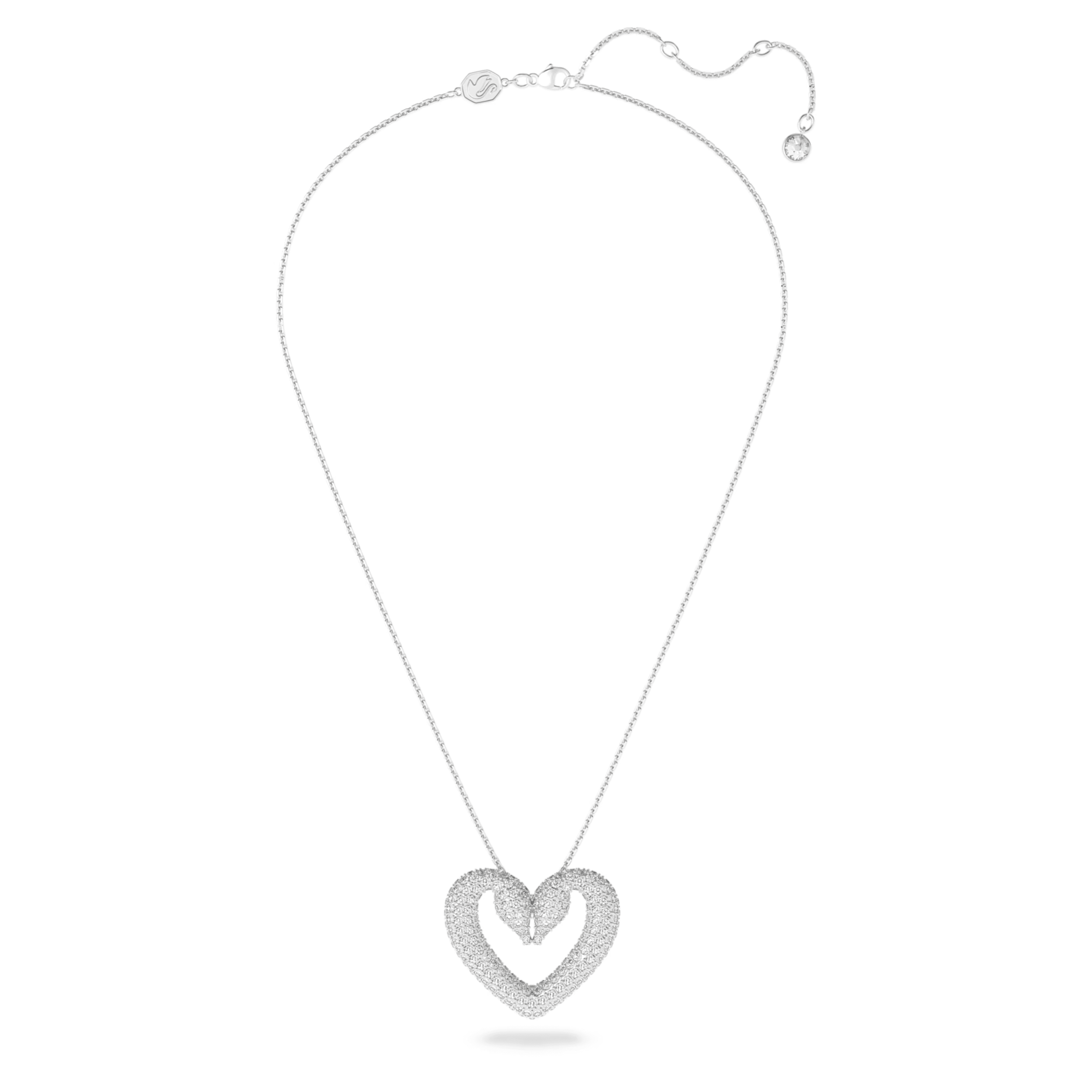 Swarovski Una Pendant Heart Large Necklace White Rhodium Plated