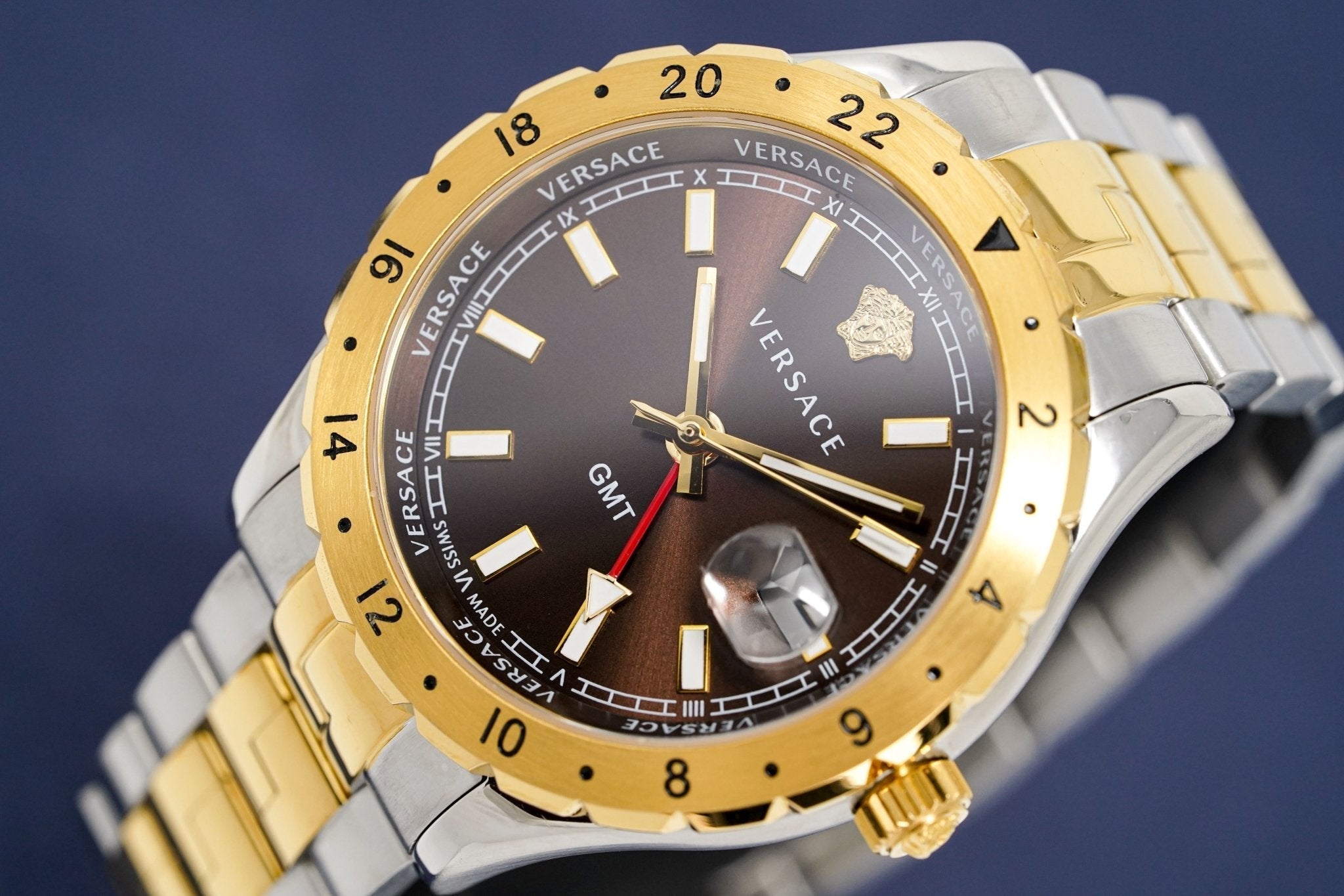 Versace Men's Watch Hellenyium GMT Two-Tone Brown V11040015 - WatchPilot