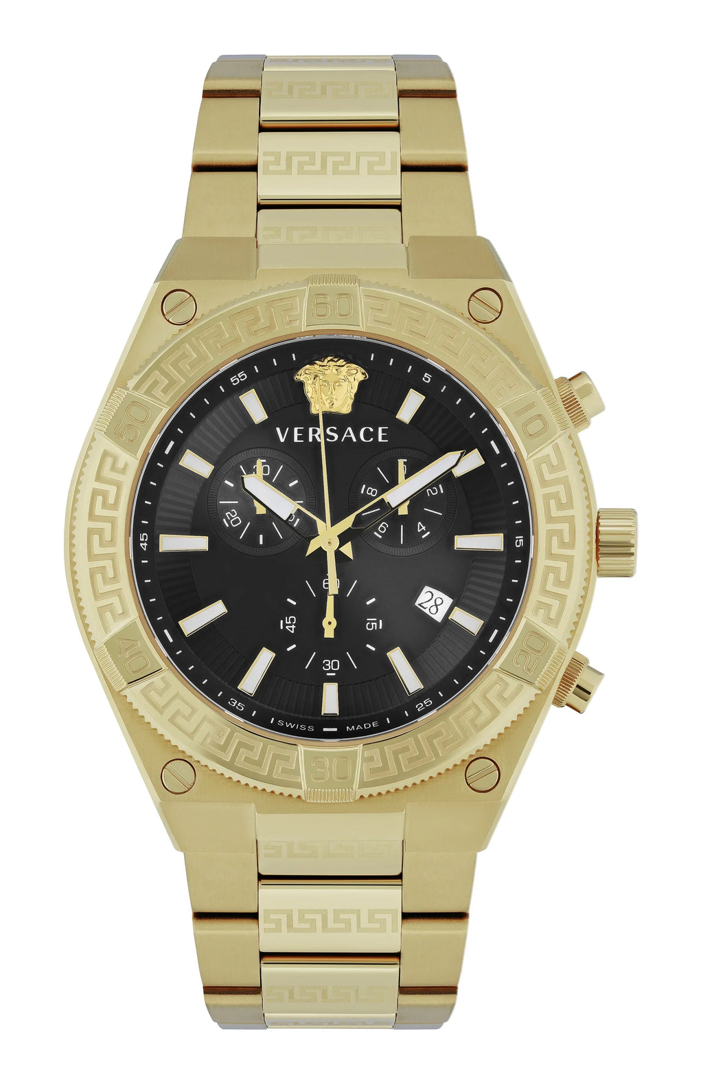 Versace Men's Watch Greca Sporty Chronograph 46mm Black Gold