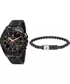 Maserati Traguardo Men's Black Chronograph Watch Bracelet Set