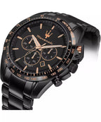 Maserati Traguardo Men's Black Chronograph Watch Bracelet Set