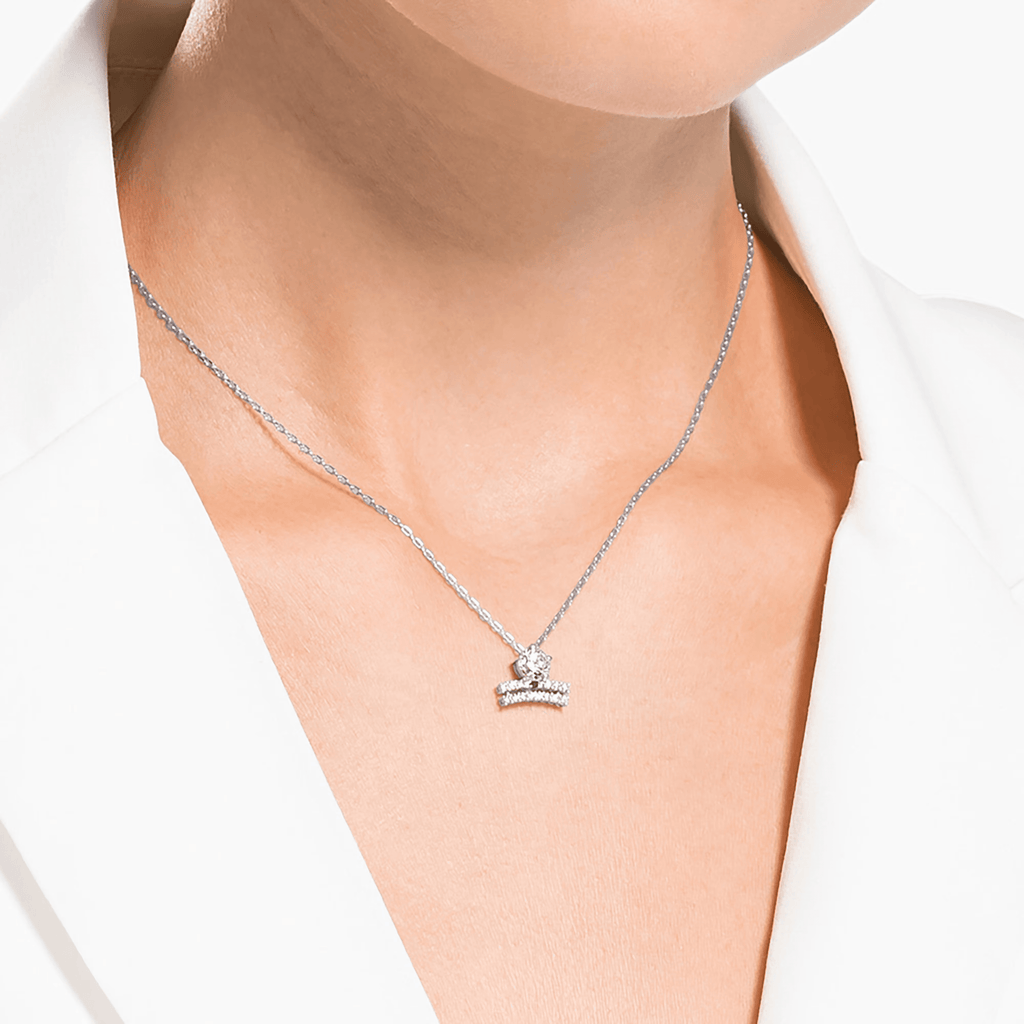 Swarovski Zodiac II Necklace Pendant Libra Silver White Metal Finish
