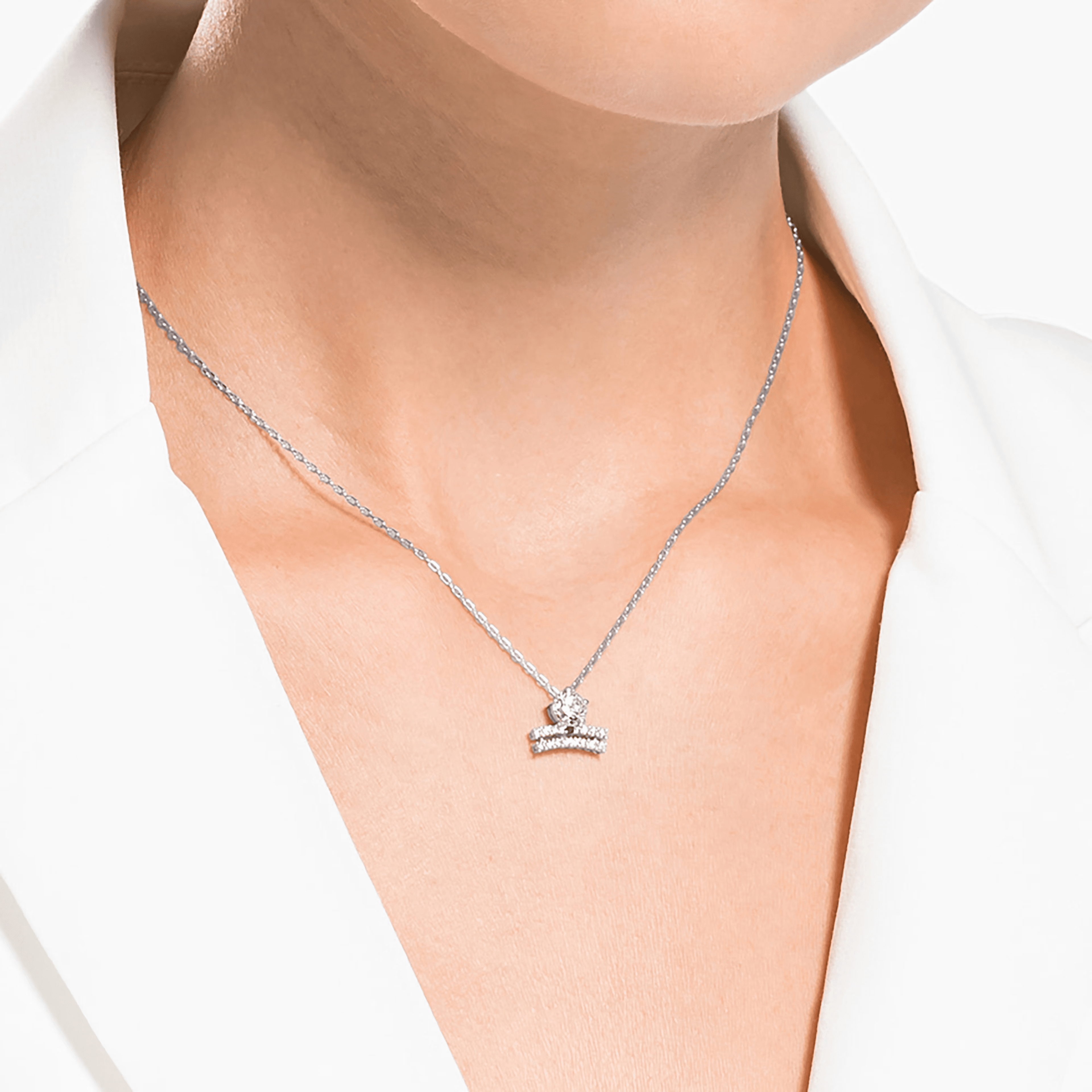 Swarovski Zodiac II Necklace Pendant Libra Silver White Metal Finish