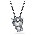 Swarovski Zodiac Tiger Pendant Necklace Grey Ruthenium Plated