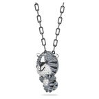 Swarovski Zodiac Tiger Pendant Necklace Grey Ruthenium Plated