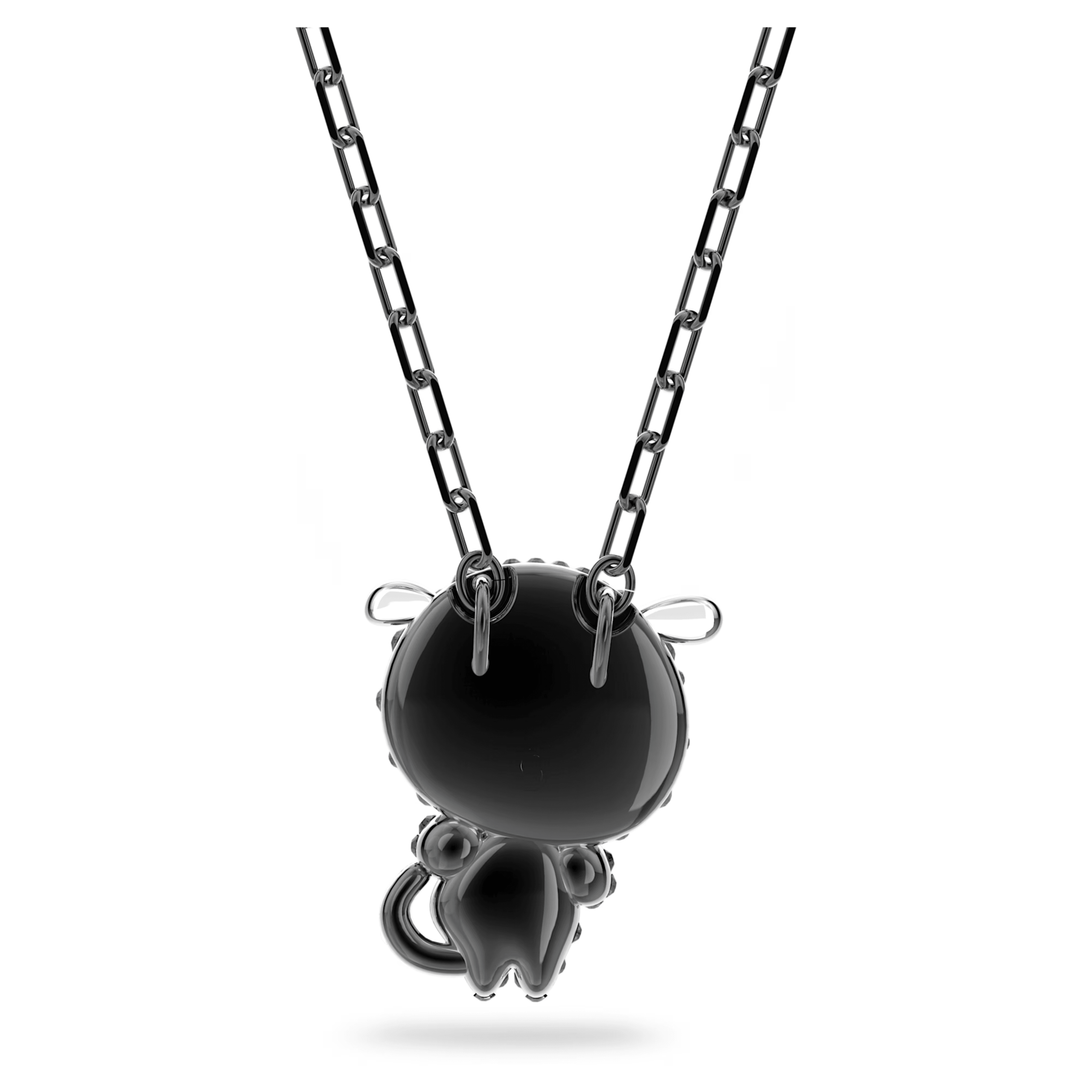 Swarovski Zodiac Tiger Pendant Necklace Grey Ruthenium Plated